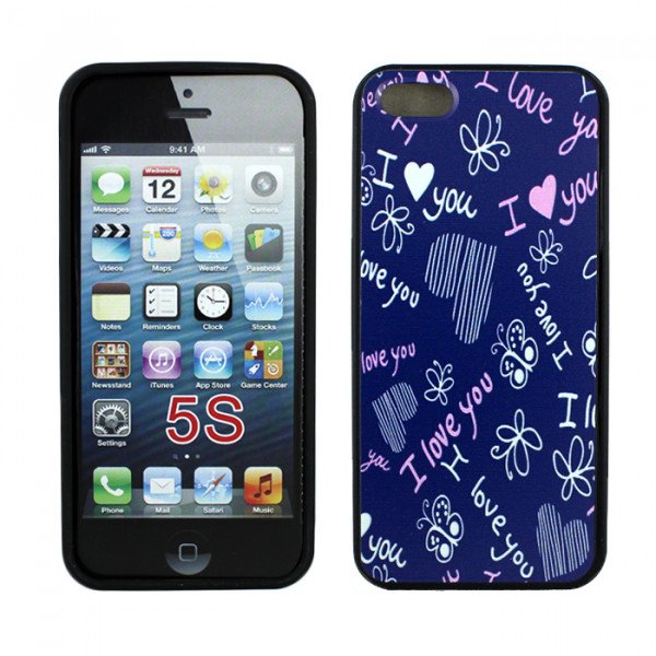 Wholesale Apple iPhone 5 5S Design Case (Purple I LOVE YOU)